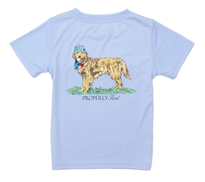 Boys Performance Tee SS American Pup Light Blue
