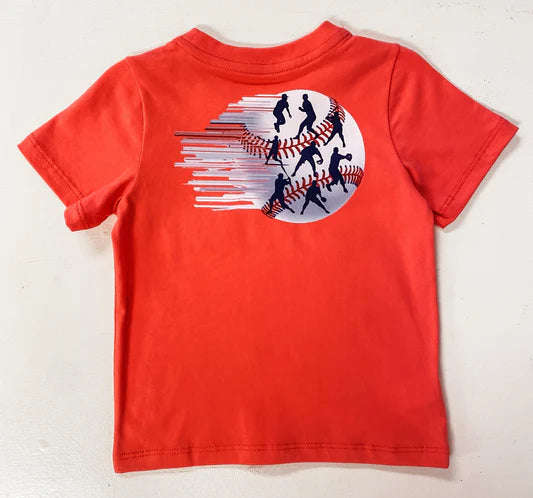 Solid Medium Red Baseball Graphic Pocket Tee