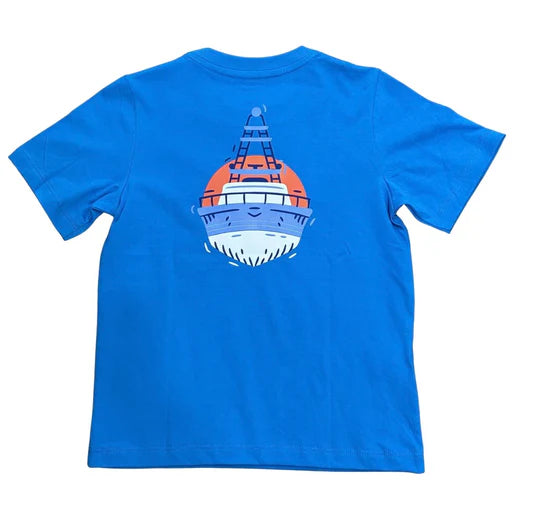 Solid Teal Boat Graphic Pocket Tee