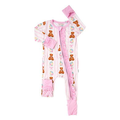 Gillian Ruffle Zip Beay Baby Pajamas