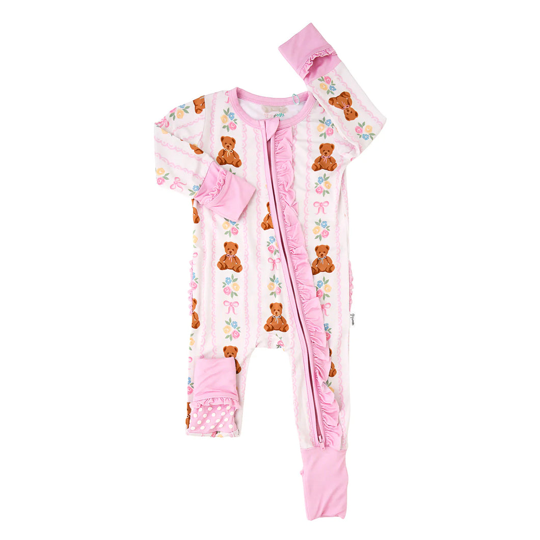 Gillian Ruffle Zip Beay Baby Pajamas