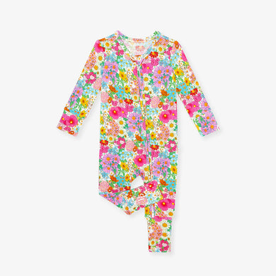 Poshtot Spring Floral Bamboo Baby Convertible Zippy Romper