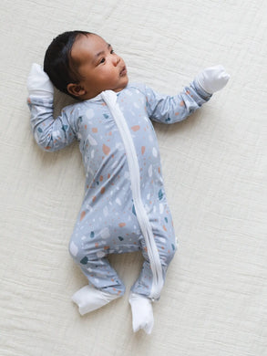 Blue Terrazzo Bamboo Convertible Zipper Romper