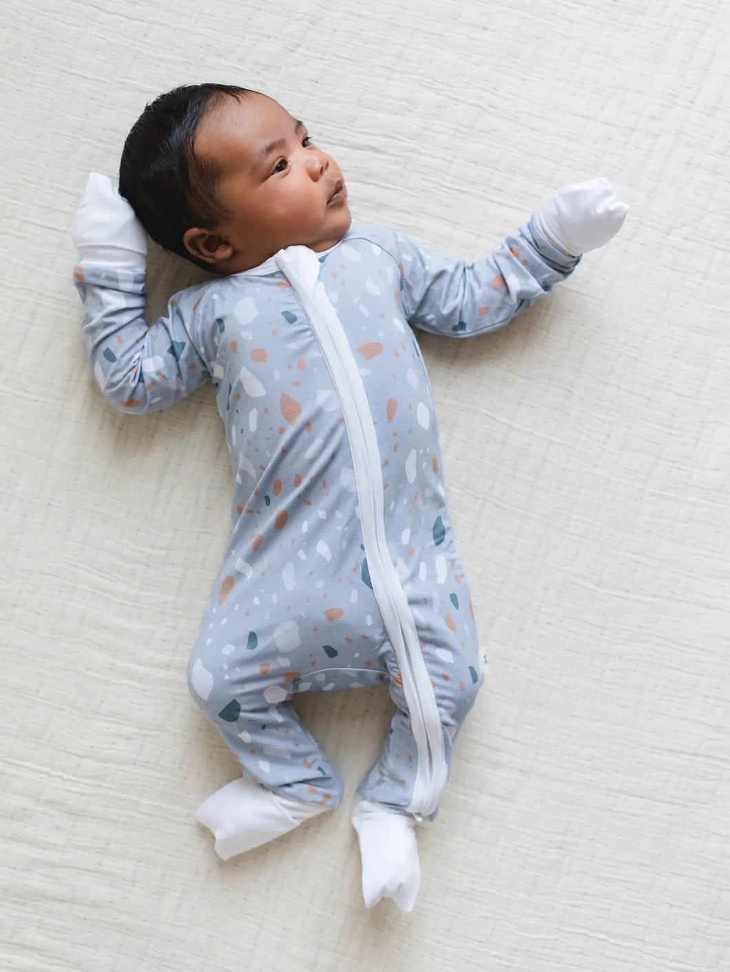 Blue Terrazzo Bamboo Convertible Zipper Romper