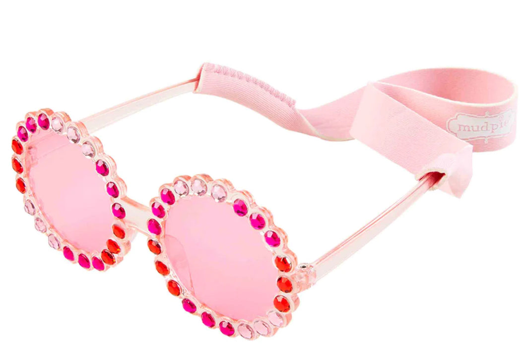Red Rhinestone Girl Strap Sunglasses