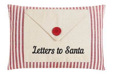 Letters to Santa Embroidered Words W/Buttons Encloser Pillow
