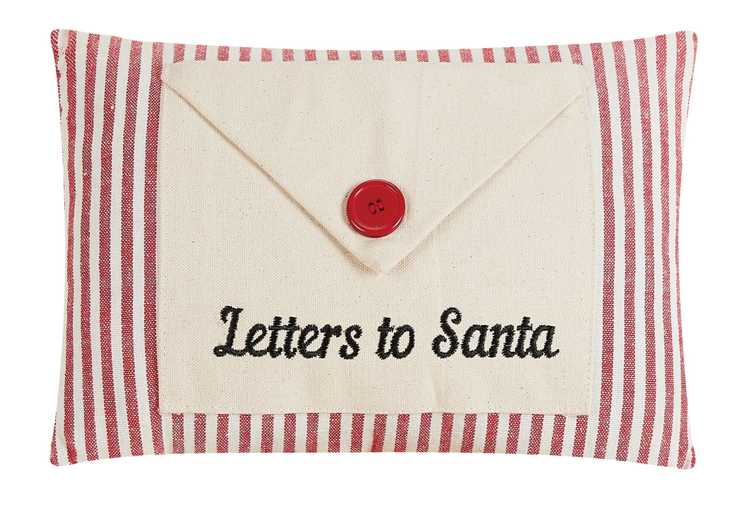 Letters to Santa Embroidered Words W/Buttons Encloser Pillow