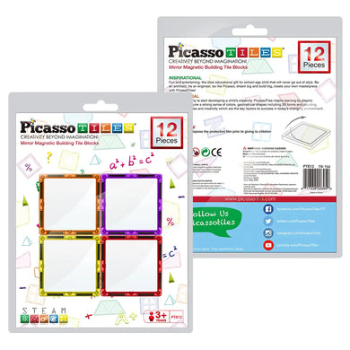 PicassoTiles 12 Piece Magnetic Tile Mirror Set