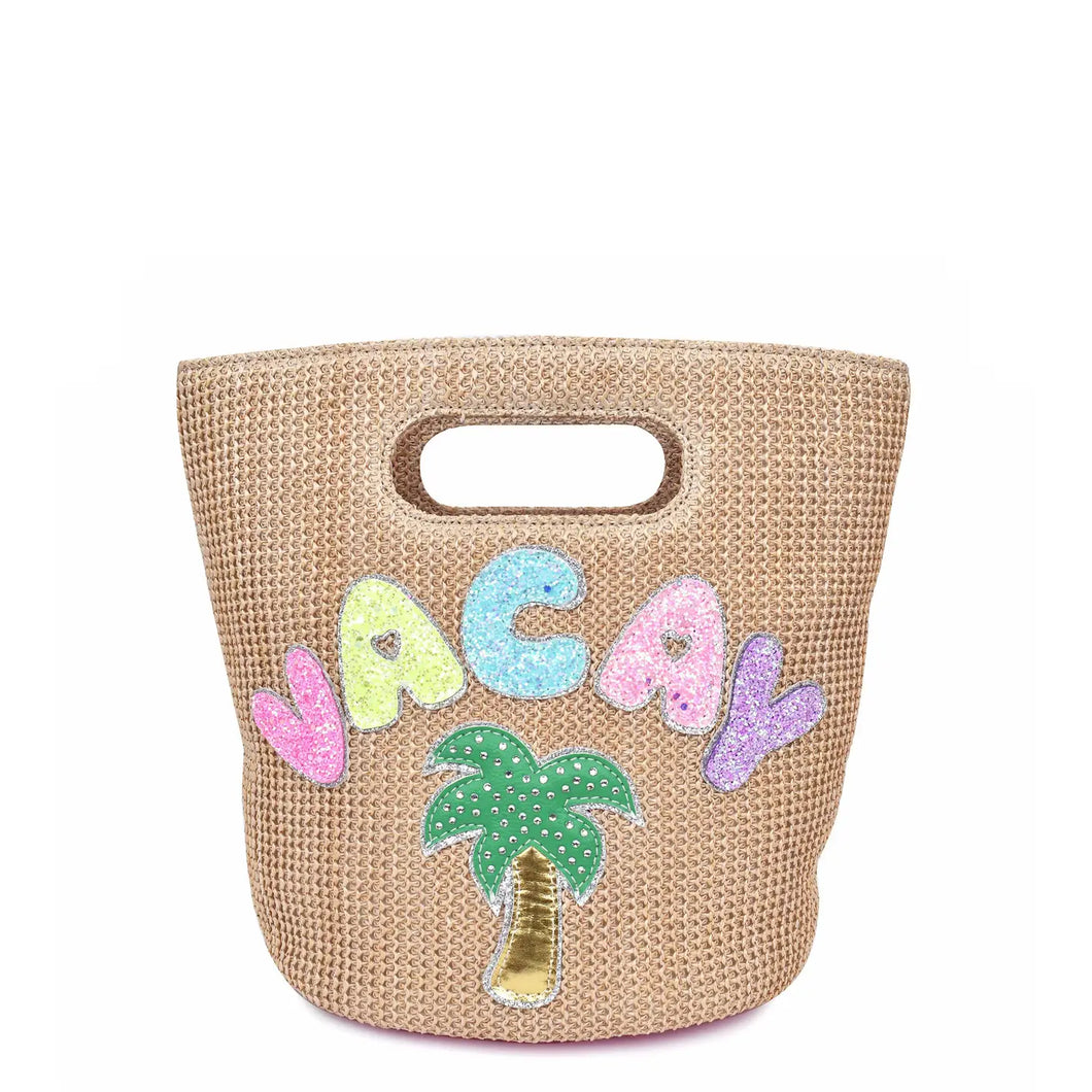 Vacay Patched Straw Top-Handle Mini Tote