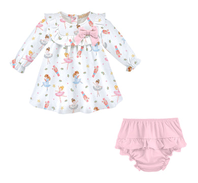 Pink Nutcracker Printed Dress w/Bow