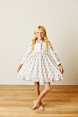 Pink Christmas Tree Bow Butterknit Dress