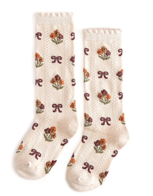 Vanilla Floral Knee High Socks