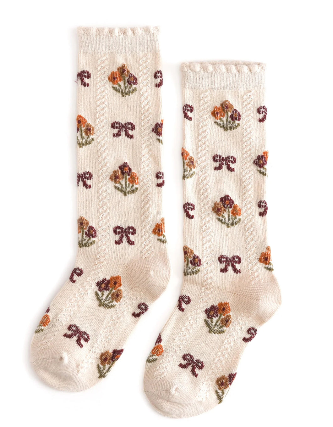 Vanilla Floral Knee High Socks