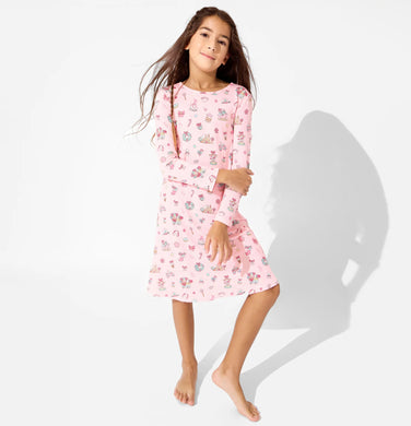 Candy Cane Lane Bamboo Girls Long Sleeve Dress