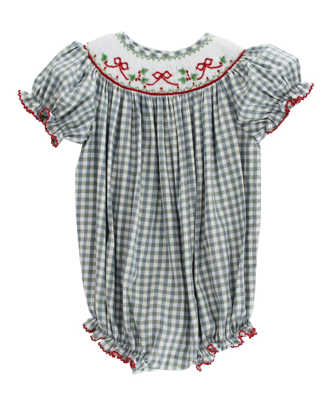 Girls Red Bows On Gingham Bubble