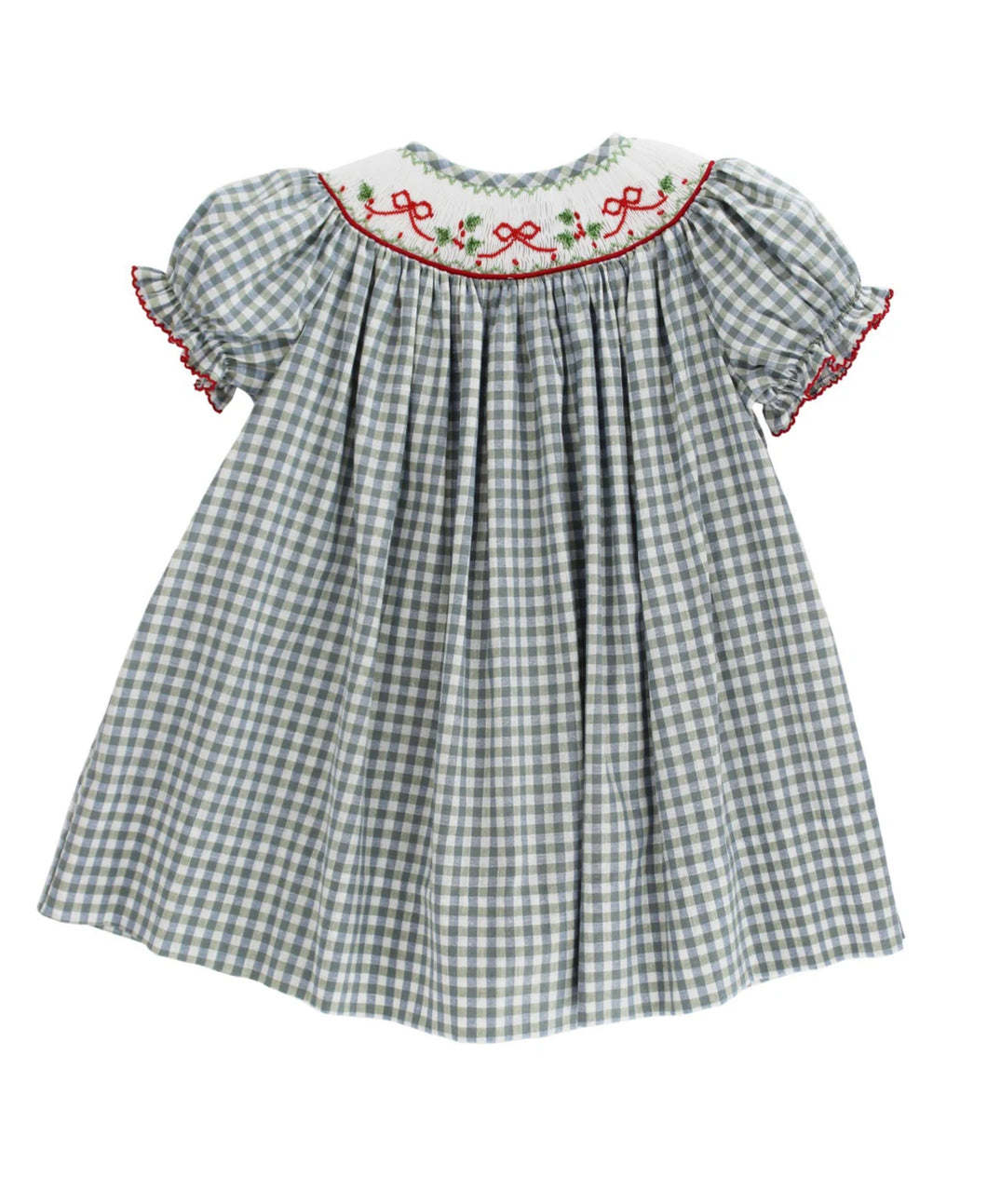 Red Bows On Gingham Bishop Dress