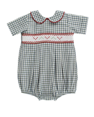 Boys Red Bows On Gingham Bubble