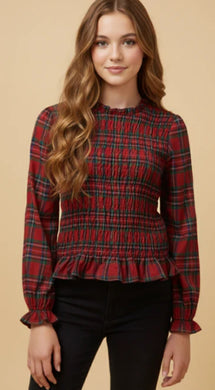 Hayden Girls Plaid Ruffle Neck