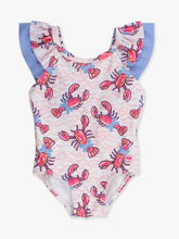 Pink Lobster Lagoon Bow V-Back One Piece Swimsuit