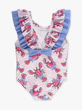 Pink Lobster Lagoon Bow V-Back One Piece Swimsuit
