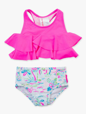 Tropical Resort Flounce Bikini 2-Piece Swimsuit, w/ Signature Rear Ruffle