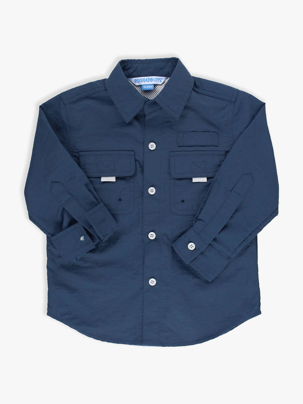 Navy Sun Protective Button Down Shirt