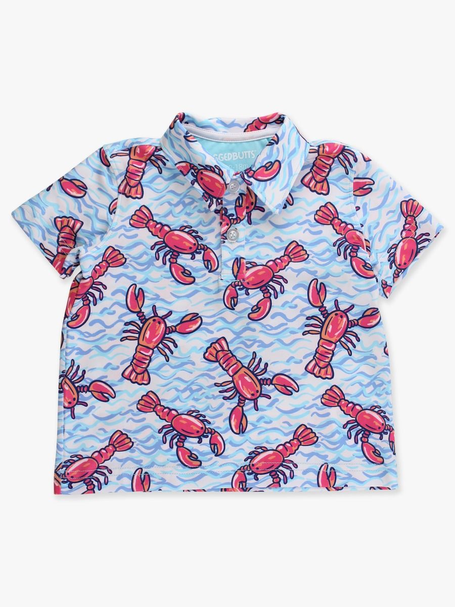 Blue Lobster Lagoon knit Short Sleeve Performance Polo