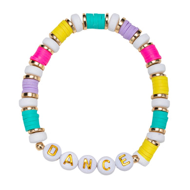 Kids White, Tq, Yellow, Pink Beaded Bracelet with Dance