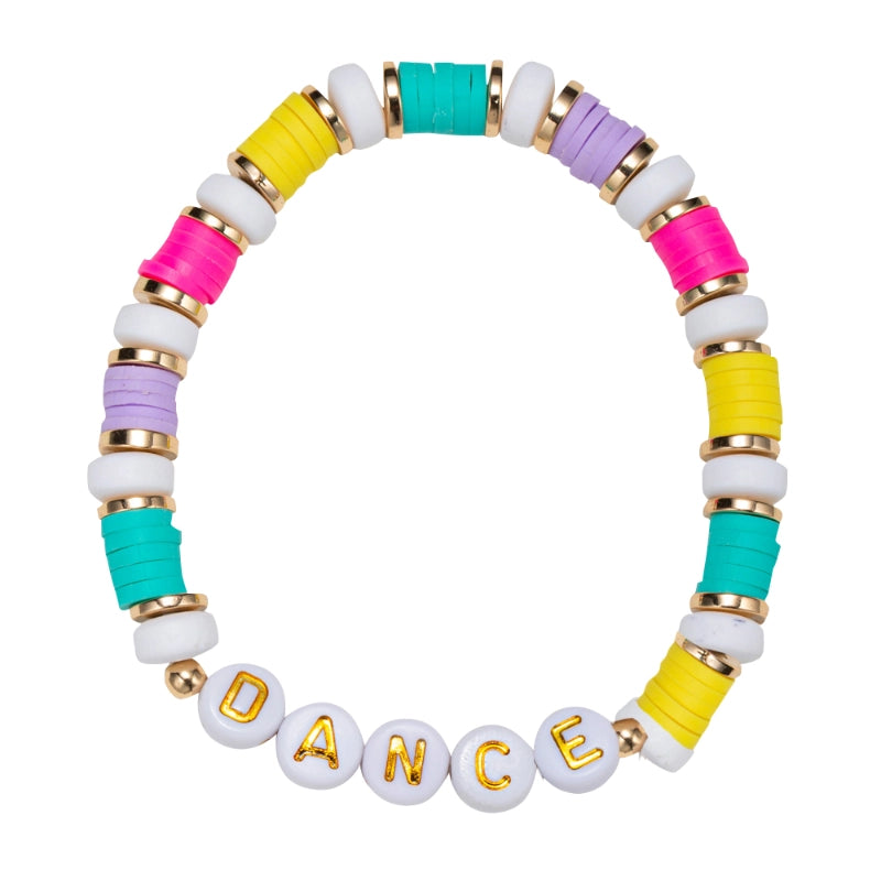Kids White, Tq, Yellow, Pink Beaded Bracelet with Dance