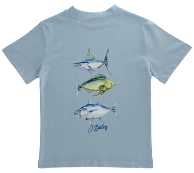Logo Tee - Fish Trio on Bayberry