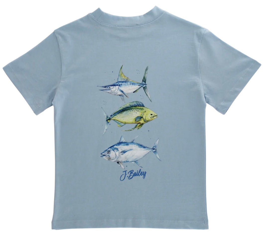 Logo Tee - Fish Trio on Bayberry