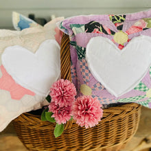 Vintage Quilt Block Pillow with Heart