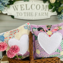 Vintage Quilt Block Pillow with Heart