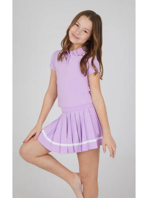 Girls Polo Top and Contrast Detailed Tennis Skort Outfit Set