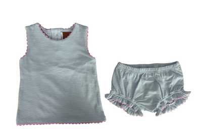 Millie Bloomer Set - Blue Stripe