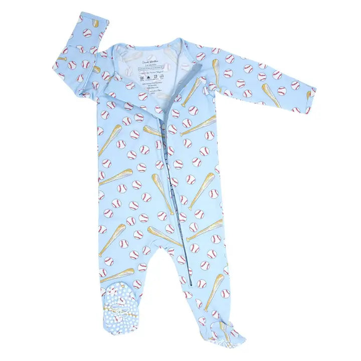 Zipper Footie - Little Slugger Blue