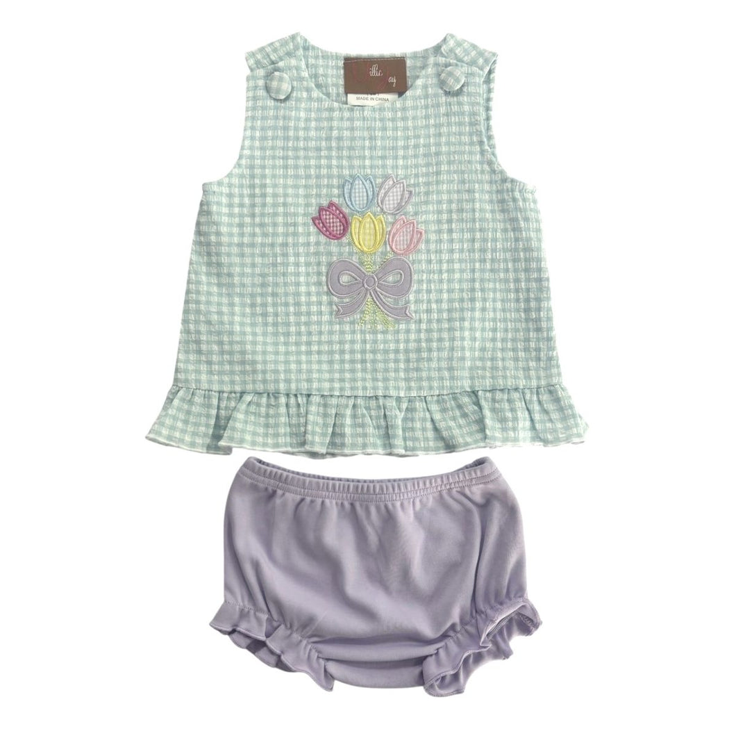 Tulip Bouquet Appliqué Bloomer Set