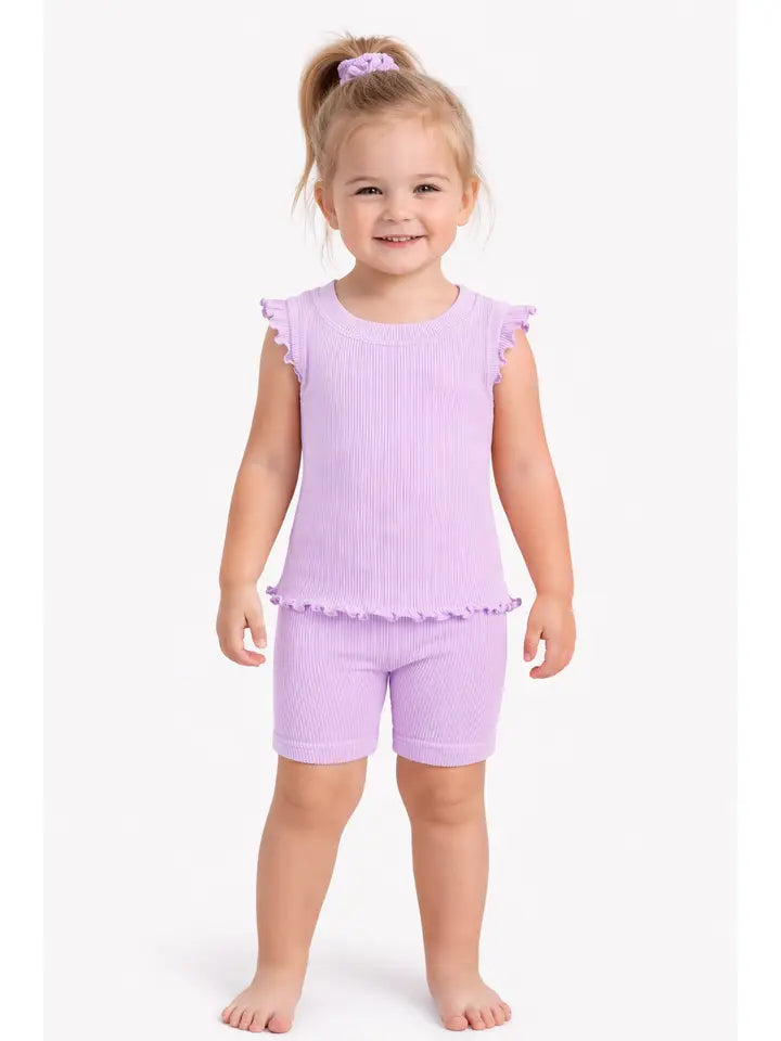 Toddler Girls Rib Seamless Tank and Bike Short Set