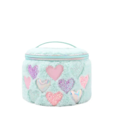 Heart Patched Sherpa Round Glam Bag