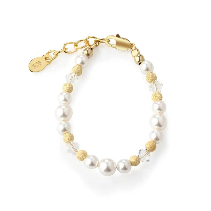 14k Gold-Plated Pearl Baby Bracelet for Kids Gold Jewelry