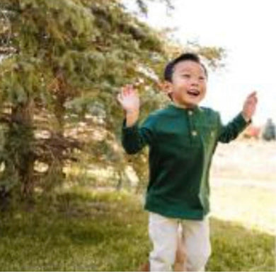 Long Sleeve Button Shirt In Evergreen