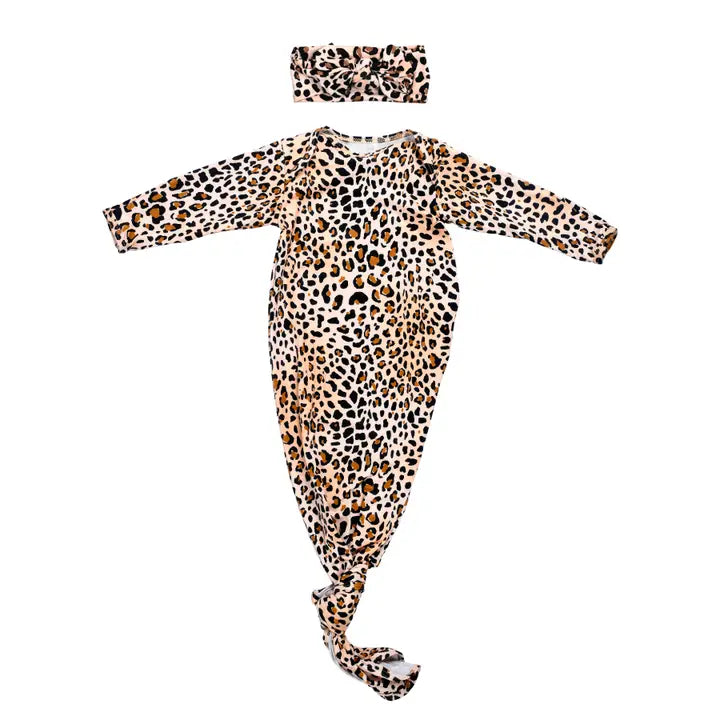 Leopard Knotted Gown w/ Bow