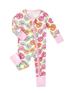 Poshtot Spring Floral Bamboo Baby Convertible Zippy Romper