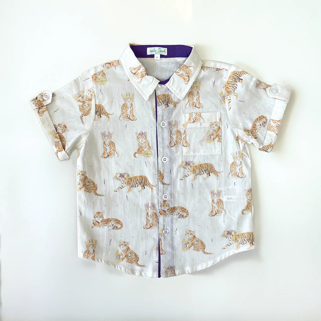 Louisiana LSU Short Sleeve Collared Shirt