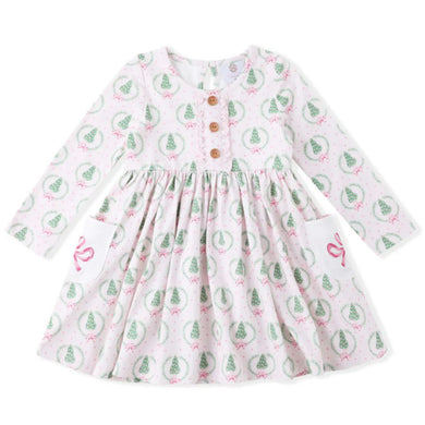 Christmas Tree Bow Pocket Dress