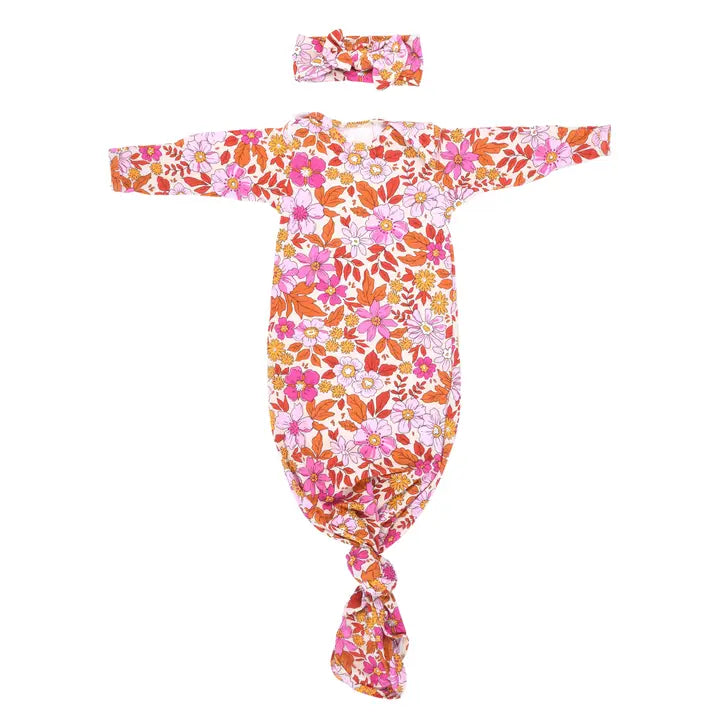 Wild Child Floral Hawaiian Knotted Gown w/ Bow
