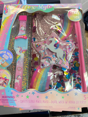 Confetti Bubble Pencil Pouch and Watch