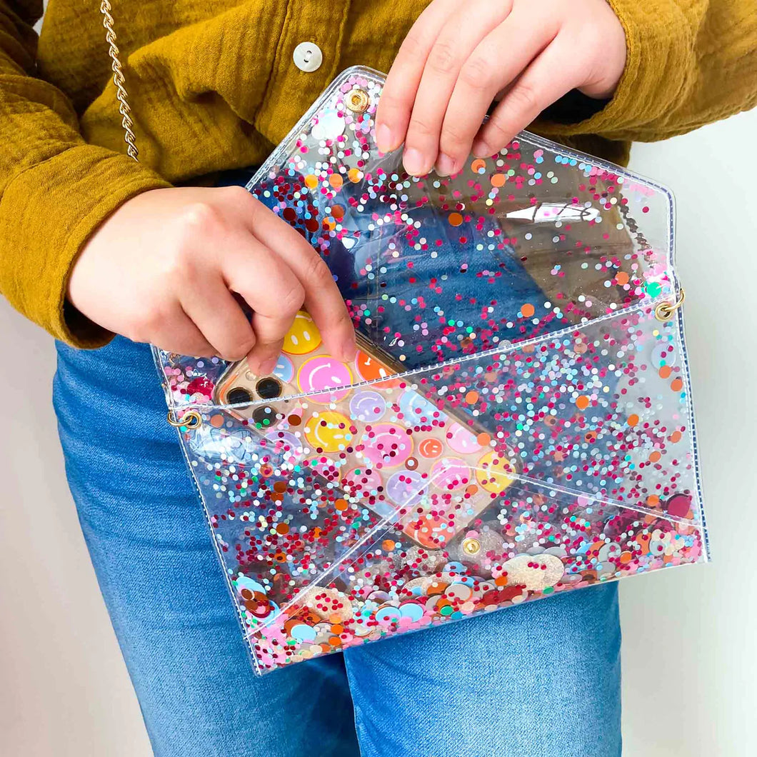 THE ESSENTIALS CONVERTIBLE CONFETTI CLUTCH