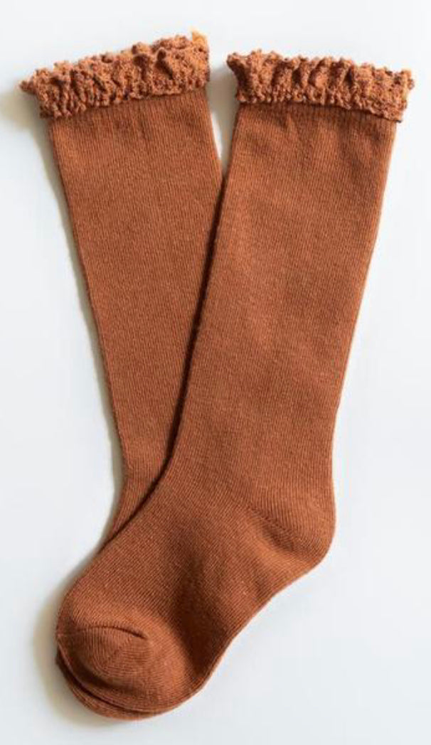 Sugar Almond Lace top knee highs